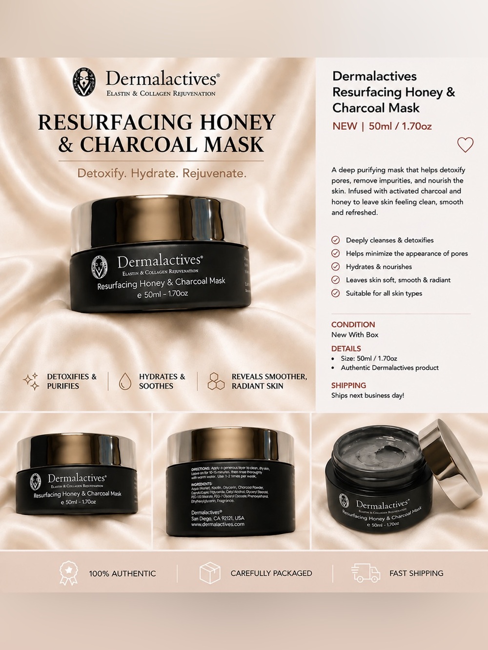 Dermalactives Resurfacing Honey & Charcoal Mask